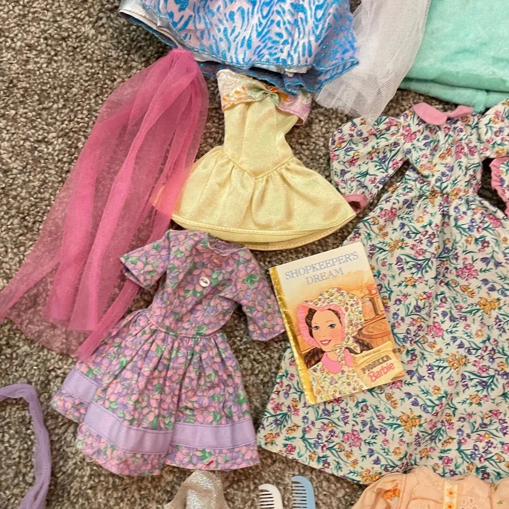 Vtg 50+ Lot Barbie Doll Clothes Gown 80s 90s Dresses Tops Skirt Sets accessories